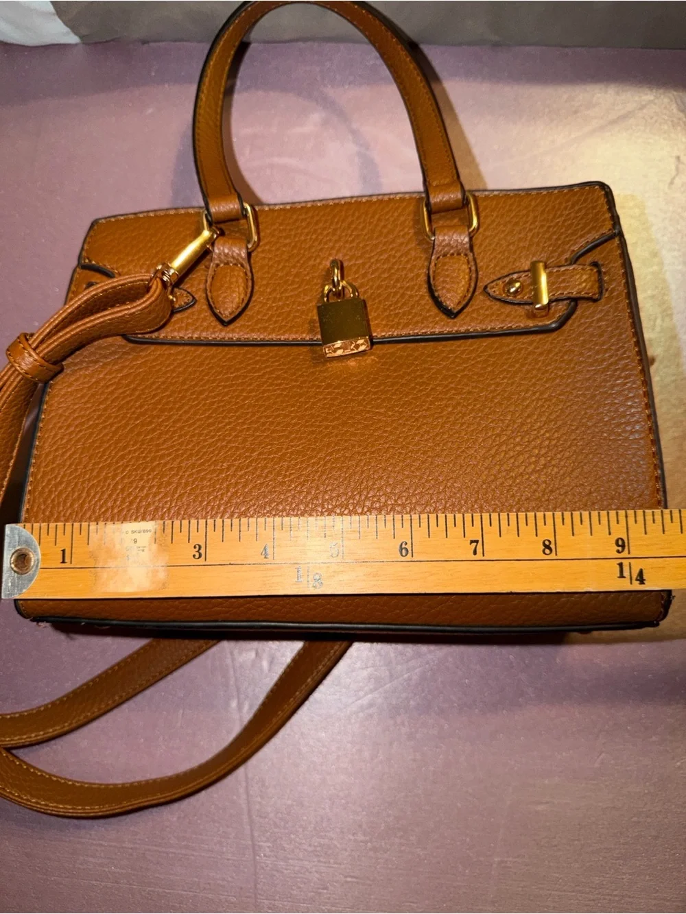 NWOT 3-Piece Cognac Brown Pebbled Vegan Leather Satchel & Tote Bag Set